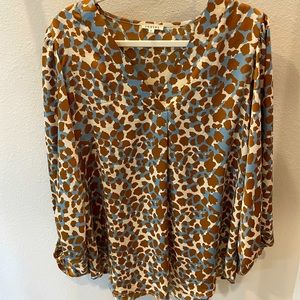 JODIFL Brown and Blue Patterned Blouse